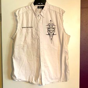 White Sleeveless Harley Davidson shirt